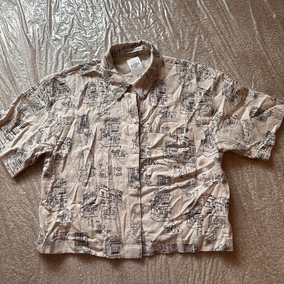 Abercrombie & Fitch Tops - NWT Abercrombie & Fitch Black And Tan Printed Button Down Short Sleeve - Small